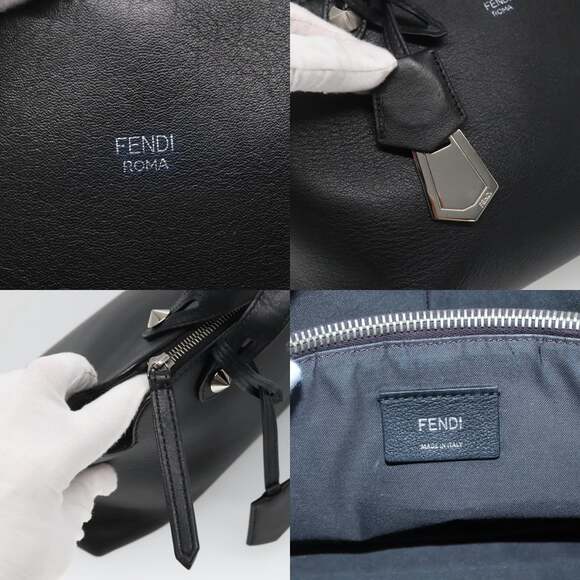 FENDI Hand Bag Leather Black Silver - Picture 11 of 14